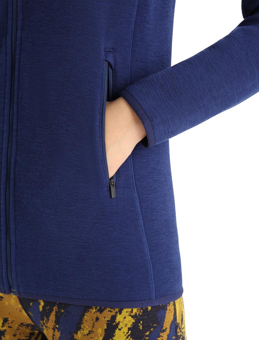 Sweat À Capuche Icebreaker RealFleece™ Merino Elemental Long Sleeve Zip Femme Bleu Royal Bleu Marine | FR 1665GSOL